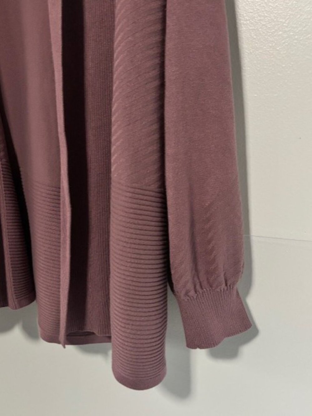 Liz Claiborne XL Dusty Mauve Open Front Cardigan Sweater Textured Knit Long - Picture 5 of 7